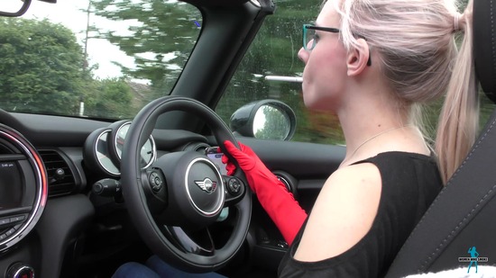 Chloe Toy Smoking In Her Car Wearing Satin Gloves Sex Movies