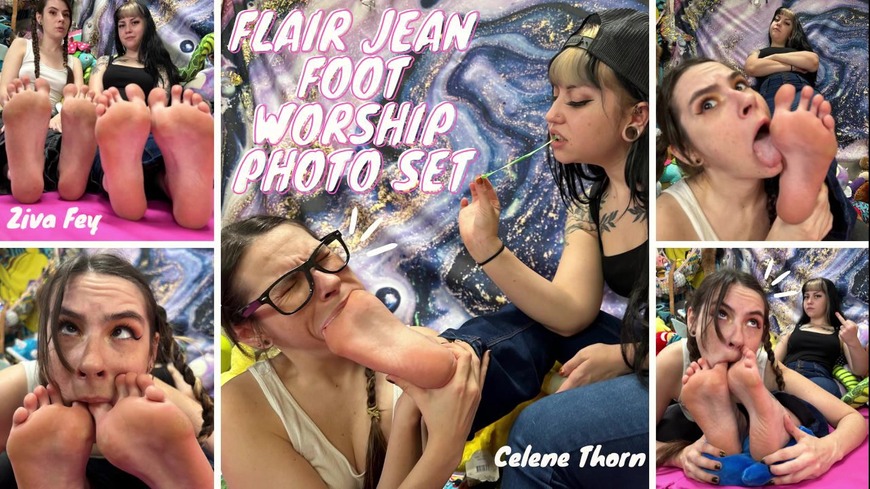 Ziva Fey - Flair Jean Foot Worship Photo Set With Celene Thorn - clip coverforeground