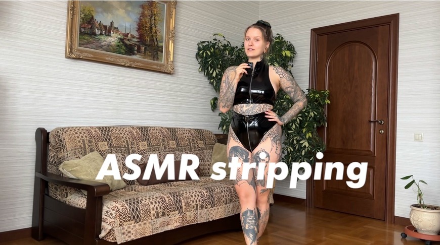 ASMR shiny leather stripping  - clip coverforeground