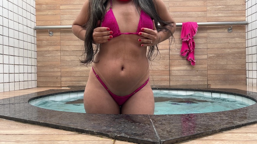 My wife showing off in the pool - clip coverforeground