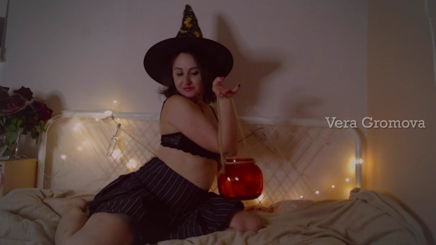 Sexy witch gives you instructions for strocking your cock with countdown - clip cover-front