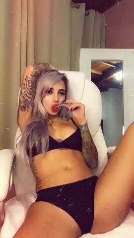 Sexy blonde Latina Agata masturbating with her lollipop - clip coverforeground