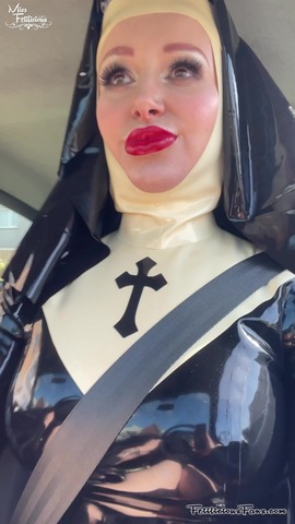 Latex nun in public