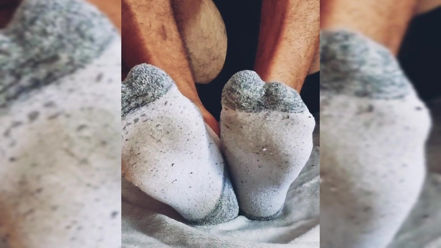 I Take Off My Dirty Socks For An Amazing And Relaxing Oil Massage And A Cumshot On My Foot. - clip cover background