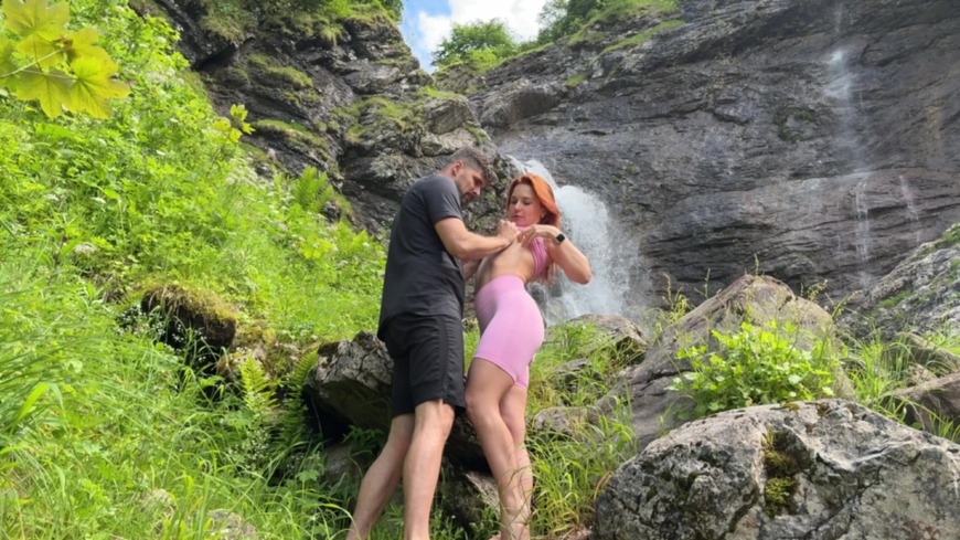 NEW BG! SUCKING AND FUCKING NEXT TO THE WATERFALL!  - clip coverforeground