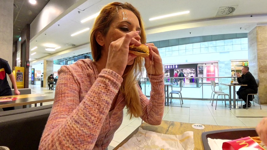 🌟MY BEST CUMWALK EVER🌟whit a lot of cum 💦 on my face! I sit down at a fast food restaurant table to eat with a stranger. I have a 6 BIG portion of CUM in a glass. 🔥I use it as a topping for my hamburger.
 - clip coverforeground