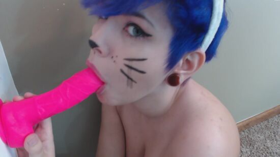 Kitty Ryden Gags on Pink Cock
