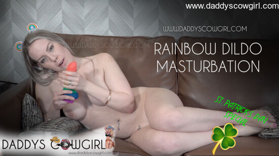 Rainbow Dildo Masturbation