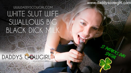 White Slut Wife Swallows Black Dick Milk