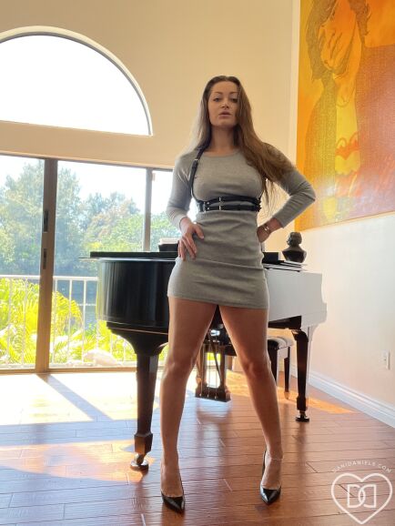 dani daniels grey dress Dani Daniels Posing In White Dress 8x10 PHOTO PRINT