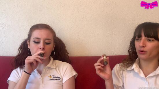 Schoolgirls Smoke Cigars