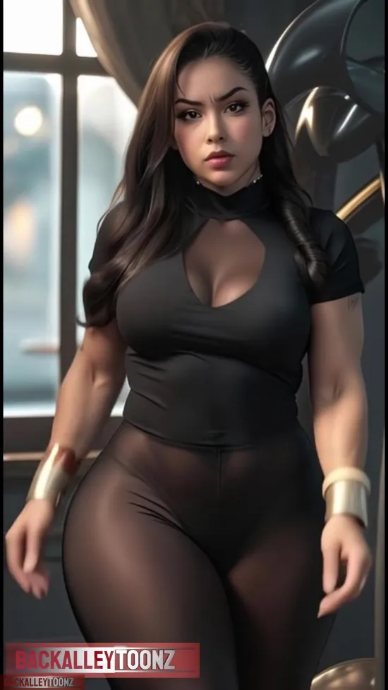 Beautiful Curvy Brunette In Tight Outfit