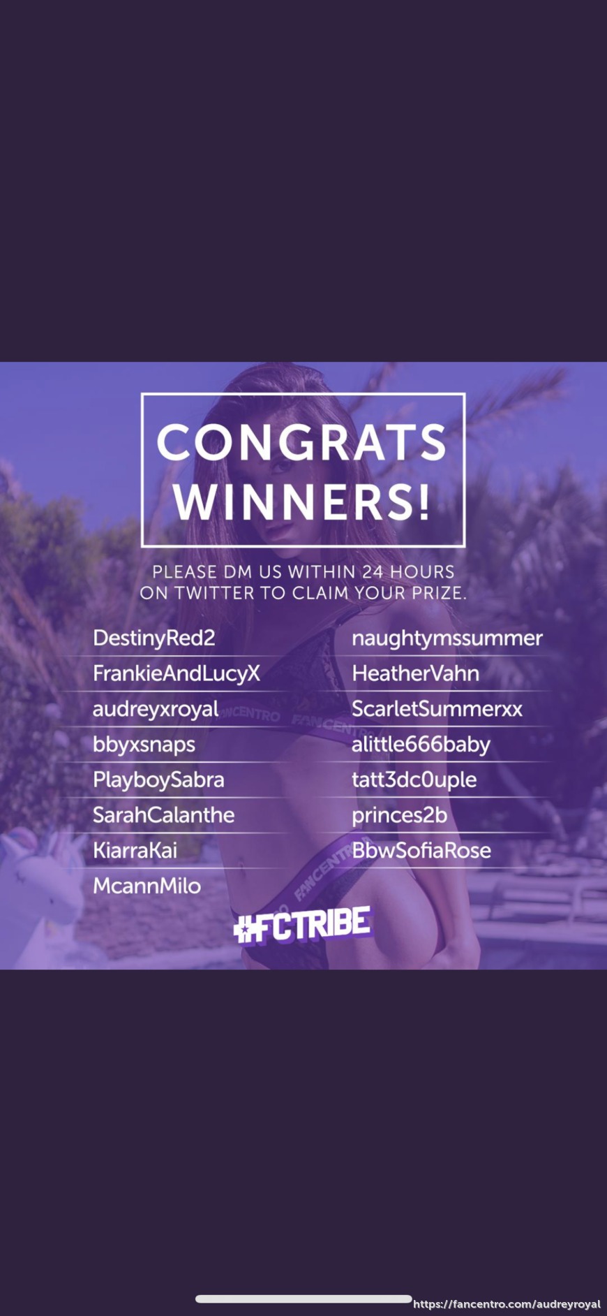 Yay I'm so happy to be one of the Winners! - AudreyRoyal - Fancentro