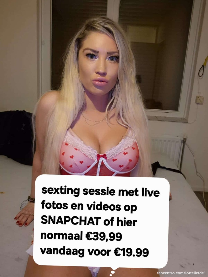 Zin in sexting sessie half uur met live fotos en videos vandaag voor 19 kan op snap chat of hier op ! Let op alleen vandaag !!! 1
