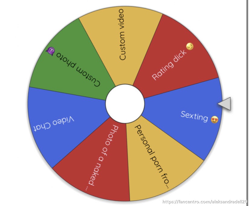 Let's play the spinning wheel, guys ❤️
As soon as you give me a tip, I will record on the screen how I spin the wheel, and send you your result, and then you will get your erotic win❤️! Let's play!)
Spin Tip:
$ 10 for 1 spin ❤️
$ 15 for 2 spin 1