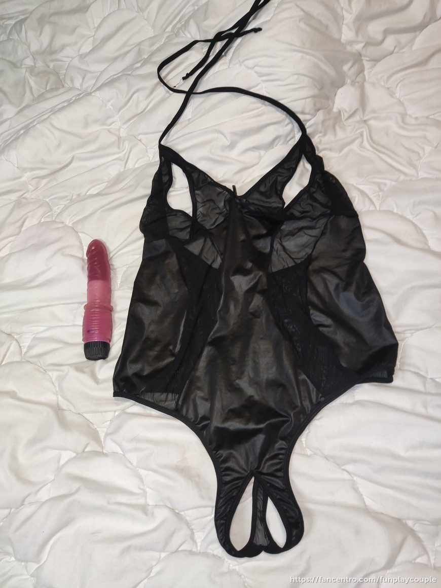 Having some fun in my black lingerie and purple vibrator 1