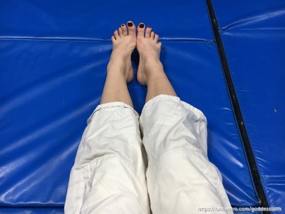 #jujitsuFeet #GoddessLilith - I'm back on the mat in My practice gi - My cute feet are a treat for y_0001