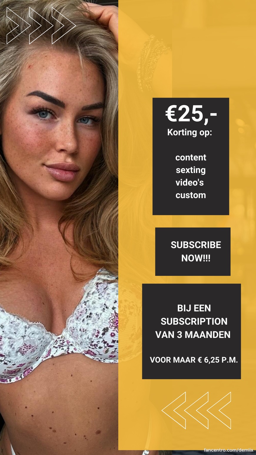 Word jij mijn nieuwe fan? 🥰
Word nu 3 maanden fan voor maar € 6,25 per maand en krijg € 25,- korting op iets geils naar keuze!! 💗💗 https://fcl.ink/aUP8Xq 1