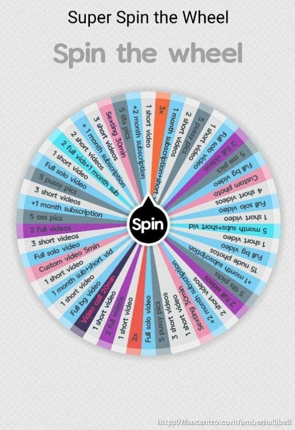 Wanna get video call with me? 😍
You can do it with SUPER SPIN THE WHEEL!!!

The best prize - Video call 😱
Also you can win custom video/photo, sexting and many other cool prizes!

1spin - 10$
Good luck💋 - post image