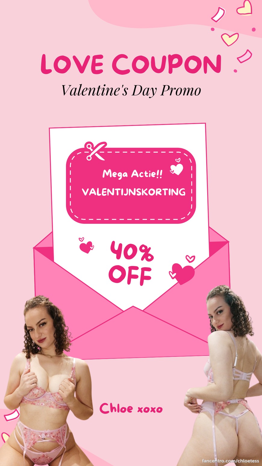 Word jij mijn valentijn?🌹😏🥰 Deze hele week 40% korting om fan te worden schatje! Mis het niet 💋🥰 xx Chloe 1