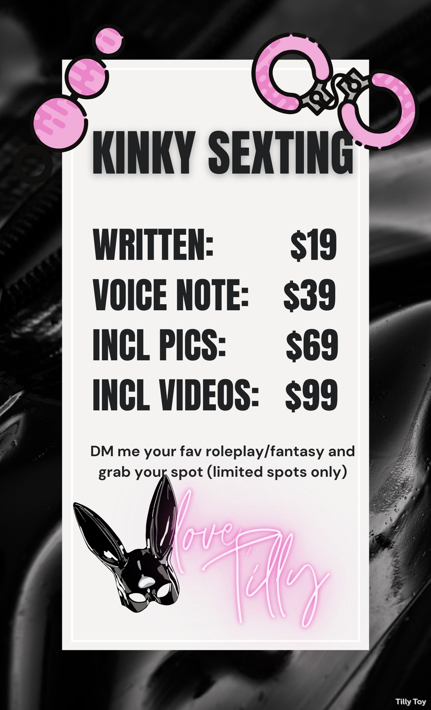 Have you ever had a private sexting session with me being dominant or submissive? Why not try? I'll wait for you😜😈

PS: Offer is limited and valid until Sunday 😈 1